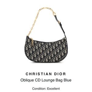 Dior Oblique Canvas Shoulder Bag with Gold Chain